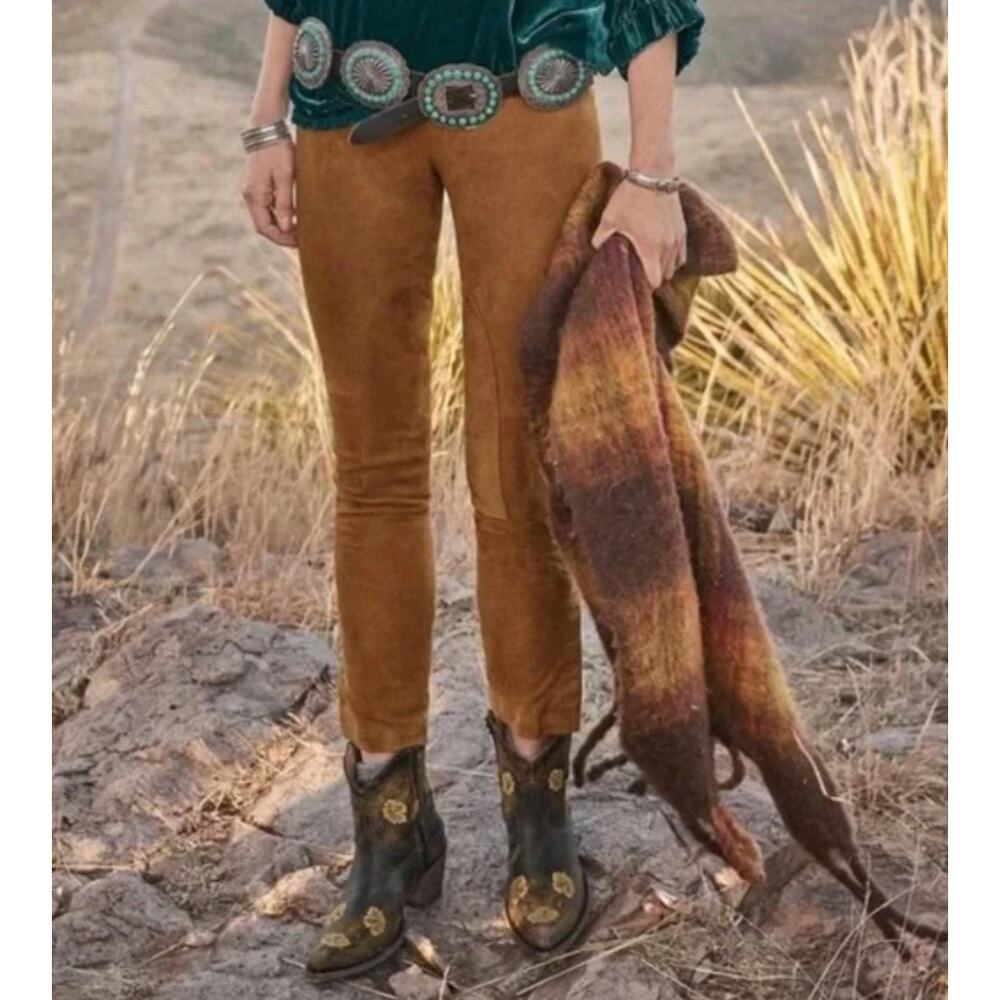 Sundance Suede-Look Skinny Pants in Camel